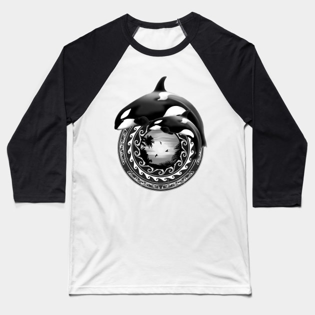 Orca Killer Whales Baseball T-Shirt by NicGrayTees